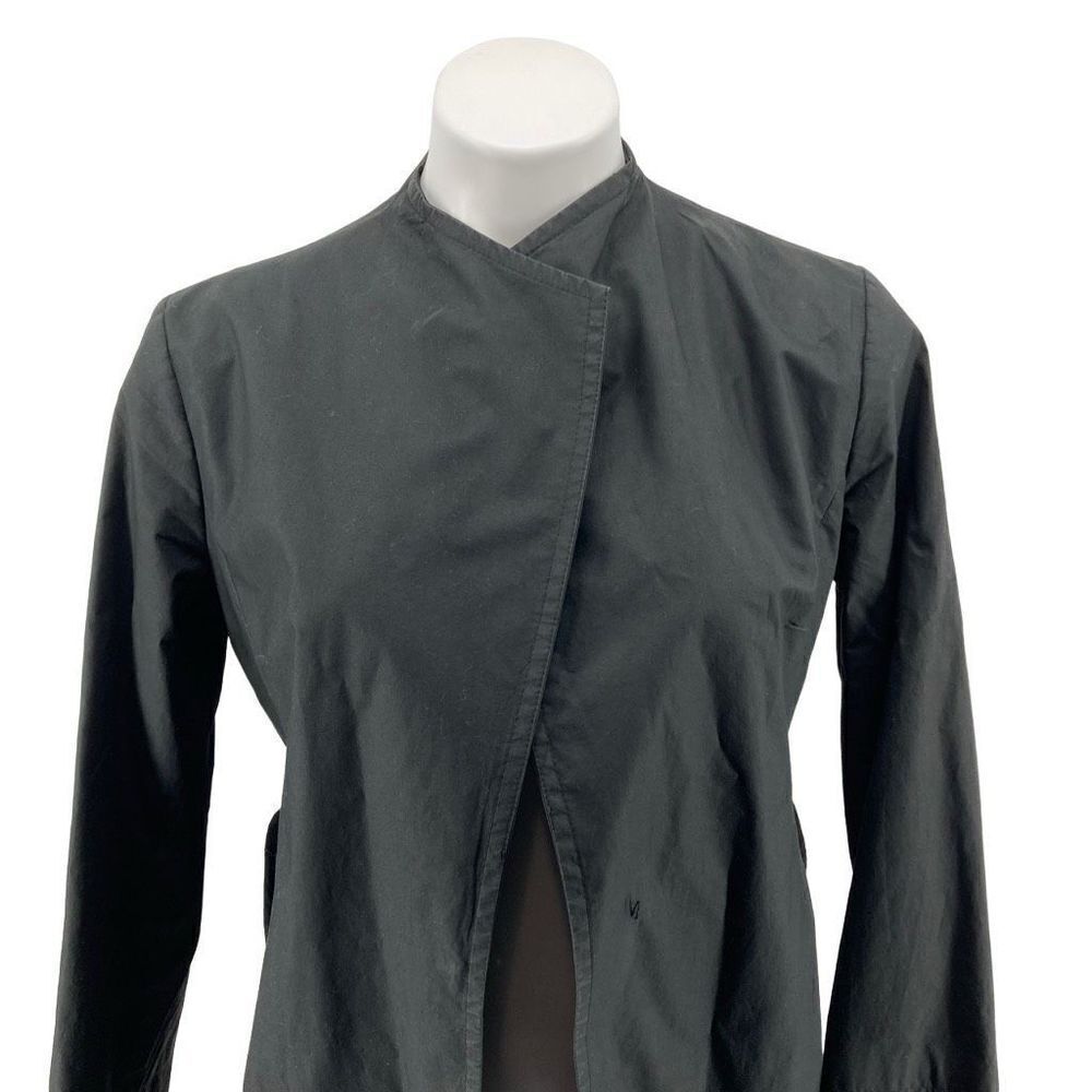 Banana Republic Black Cotton Belted Trench Coat Open Front Gold Lined Medium - Picture 6 of 16